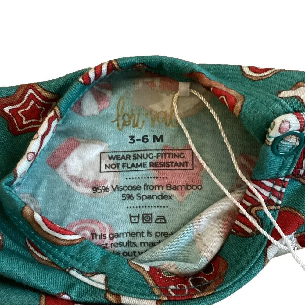 NWT Lori and Val Bamboo Cookie Soiree Holiday Bodysuit Dress 3-6 Months